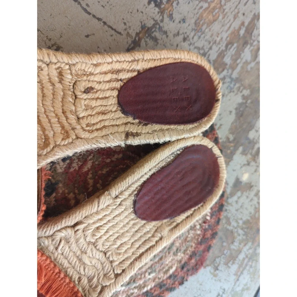 Womens Alex + Alex Bow Fringe Slides Burnt Orange Espadrilles Slip on Size US 10